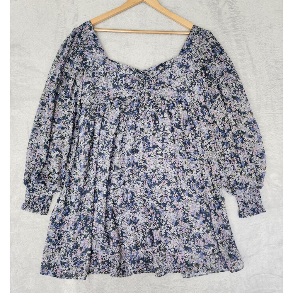 Bcbgeneration Babydoll Mini Dress Womens Size 12 Lavender Floral Ballon Sleeve